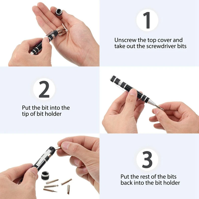 A69E12 Pcs Pen Screwdriver Handy Tool Eight In One Magnetic Pocket Screwdriver Multi-Function Mini Gadgets Repair Tools (Black)