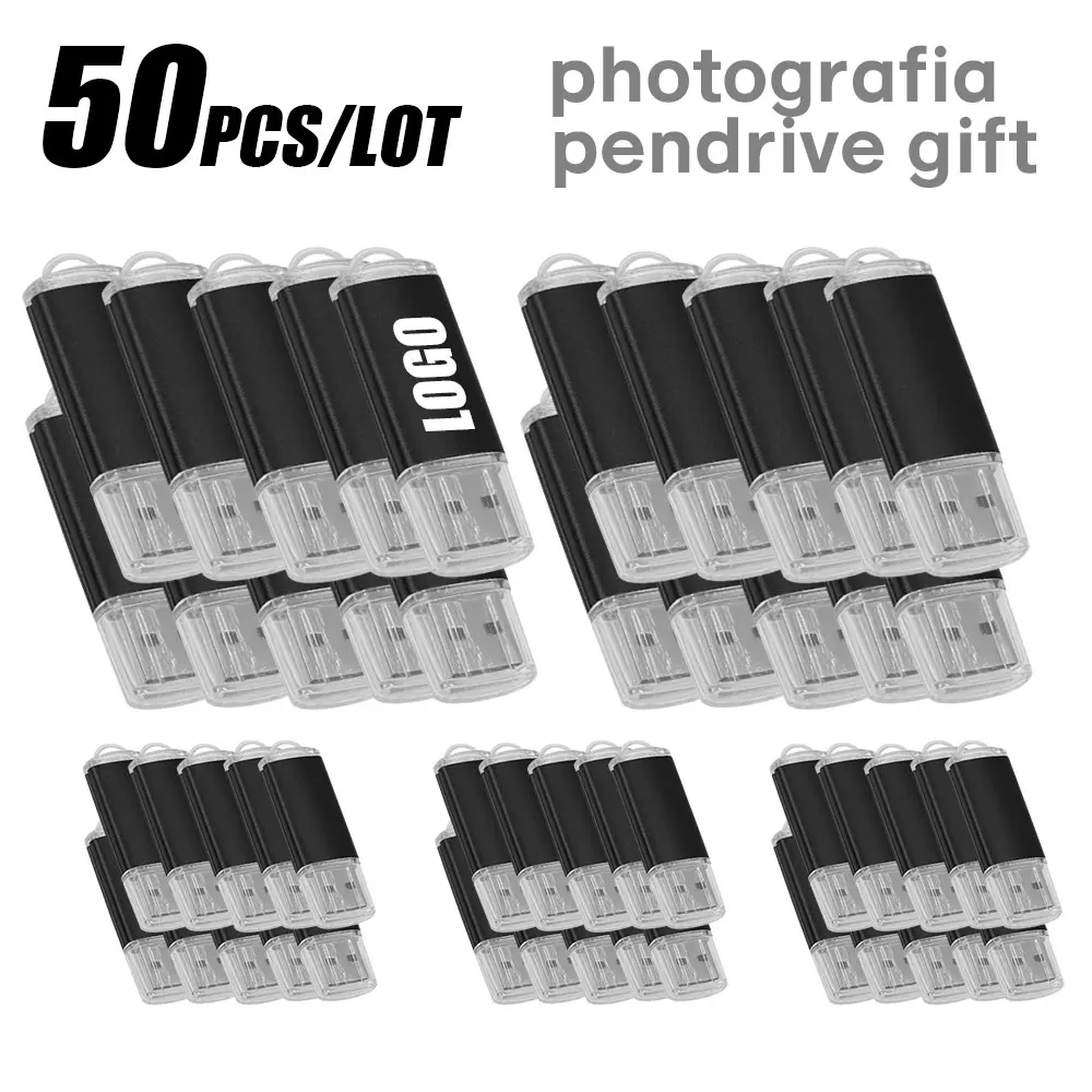 50 Stück/Los, kostenlose individuelle Logoprägung, Metall-USB-Stick 2GB 1GB, Werbegeschenke, USB 2.0 Flash-Laufwerk 128MB 512MB 4GB, Memory Stick, Werbe-USB
