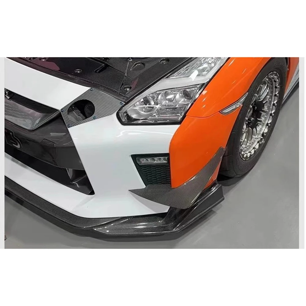 For  Nissan Gtr R35 2012-2016 Carbon Fiber Frp Front Bumper Side Lip Splitters Flaps Vents Decoration Trims Front Air Knife