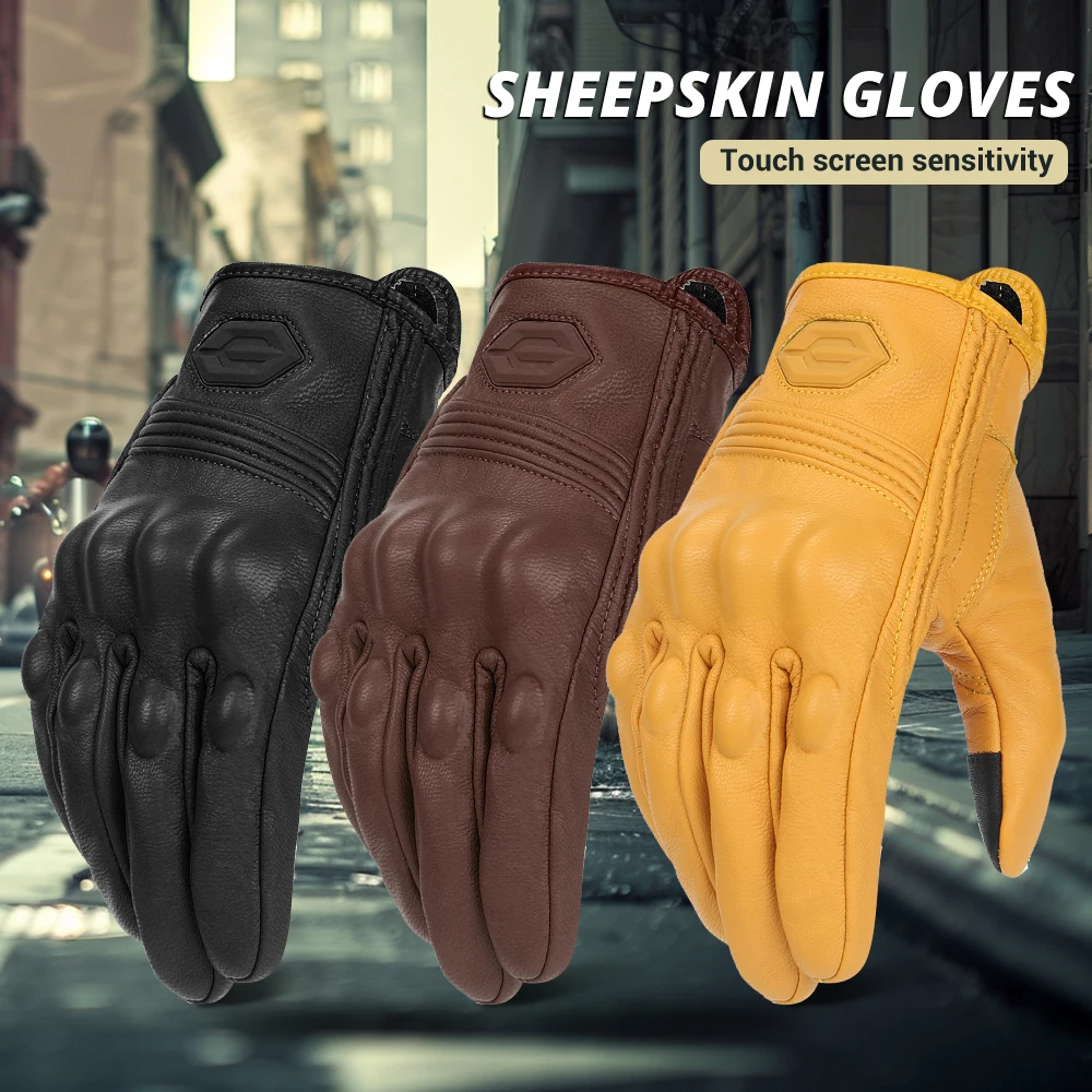 Gants de moto en cuir pour hommes et femmes, Motocross d\'été, Motard rétro, Cyclisme, Hurcyclistes protégés, 2024 Nouveau