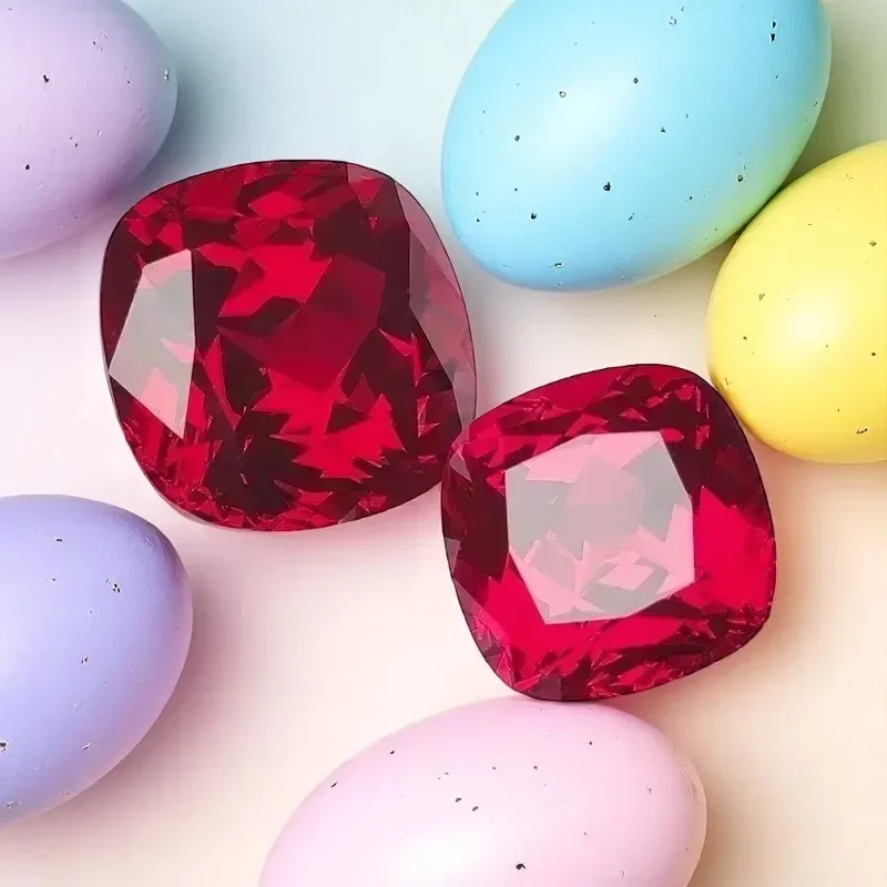 

Lab Grown Ruby Cushion ShapePigeon Blood Red Color Beads for Jewelry Making DIY Ring Necklace Materials Selectable