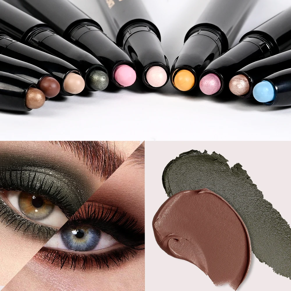 Bâton de crayon de fard à paupières résistant aux plis, 10 couleurs, longue tenue, paillettes durables, scintillantes, mat, surligneur, stylo, outil de maquillage pour les yeux