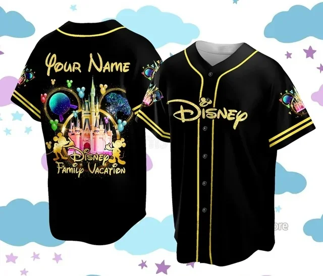 Custom Disneyyland Baseball Jersey Mickey Head Family Vacation Jersey Baseball LoversMagic Kingdom Baseball Jersey y2k t-shirt