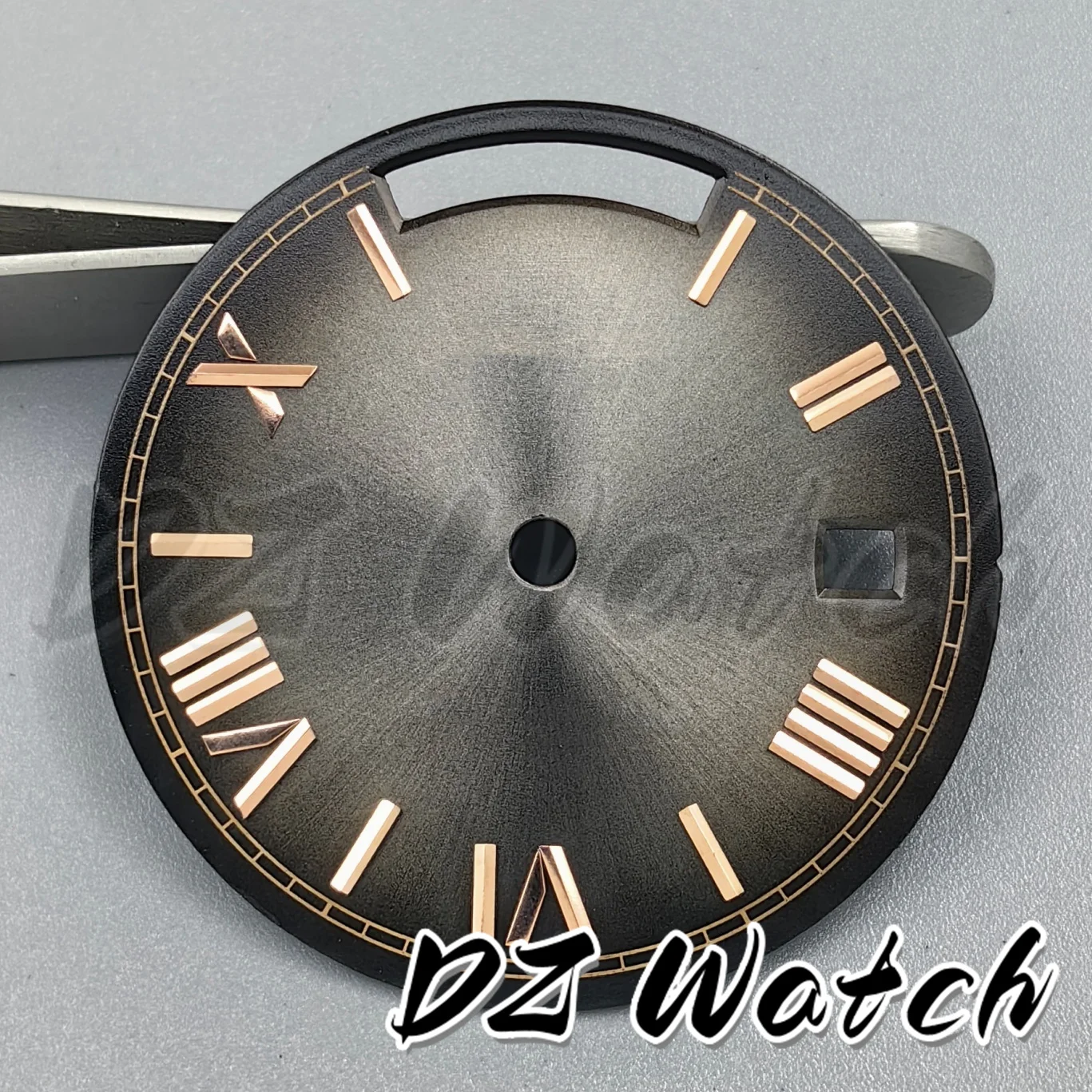 No Logo 29MM Sunberts Gradient Watch Dial For MIYOTA 8285 Movement Rose Gold Roman Mark Dual Calendar Watch Accessories Parts