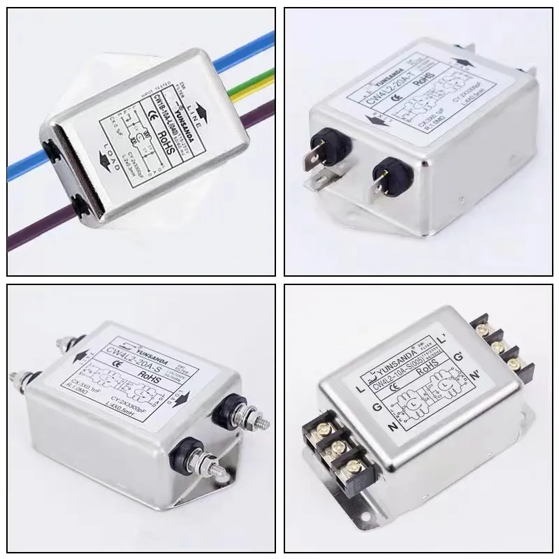 مرشح الطاقة EMI CW4L2-3A-T/S CW4L2-6A-T/S CW4L2-10A-T/S CW4L2-20A-T/S مرحلة واحدة AC 115V / 250V 20A 50/60HZ