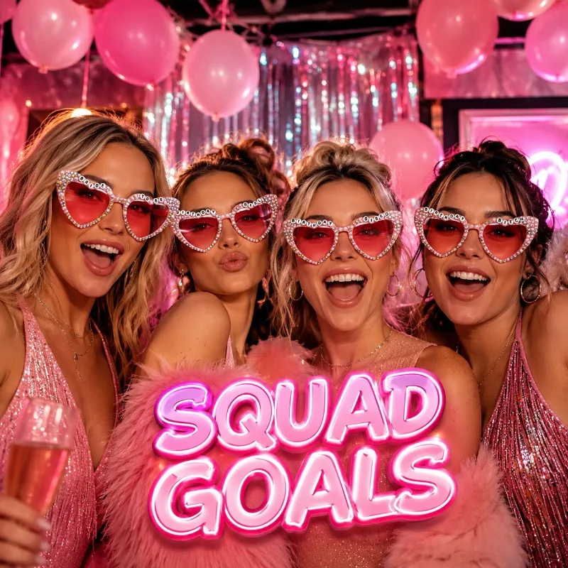 Rhinestone Heart Shape Sunglasses Women Pink Gradient Lens Bling Crystal Heart Shades Bachelorette Party Bridal Eyewear