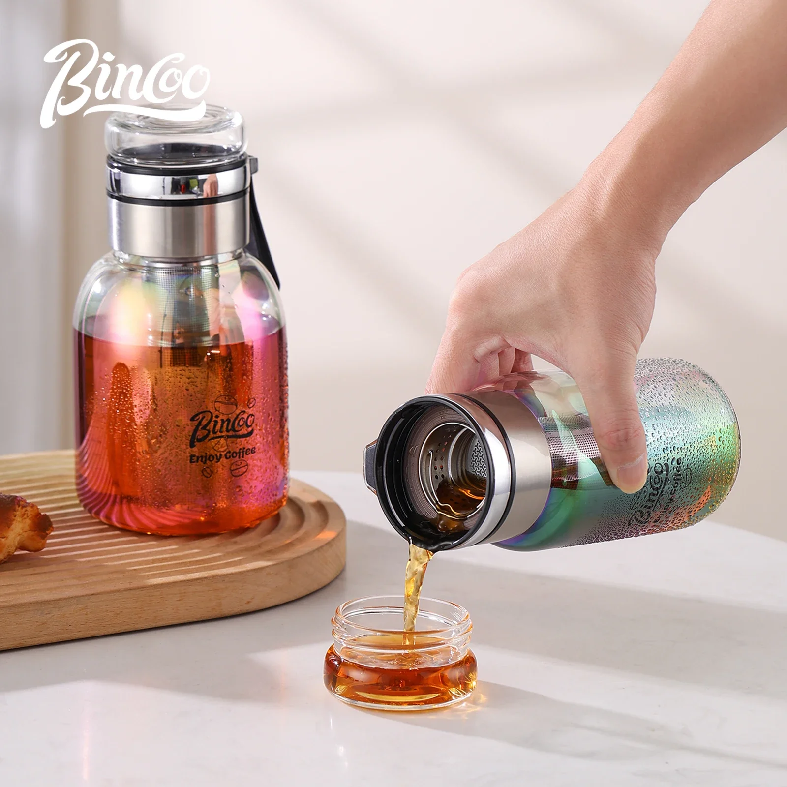 Bincoo Cold Brew Coffee Pitcher – Borosilicate Glass Bottle, Large Capacity Cold Brew Carafe for Iced Americano & Tea
