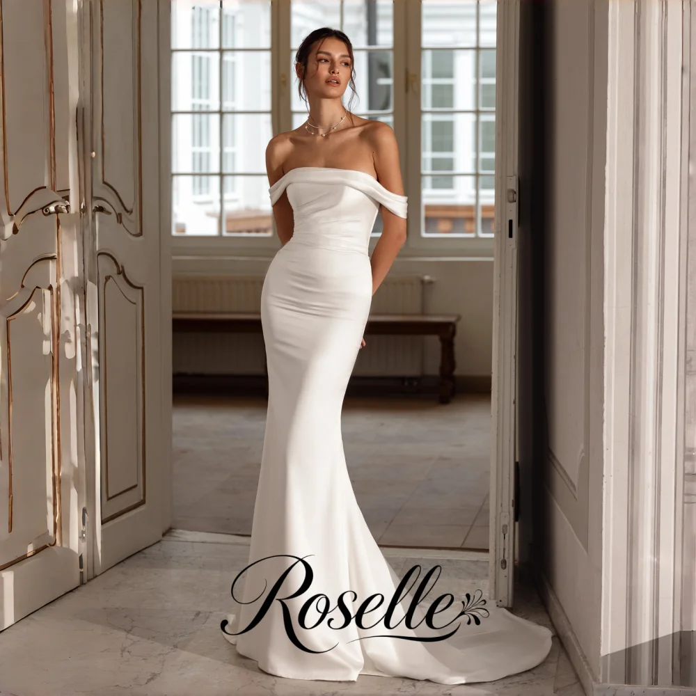 ROSELLE Strapless Off Shoulder Mermaid Elegant Wedding Dress Simple Open Back Train 2026 Bridal Customized свадебное платьеl