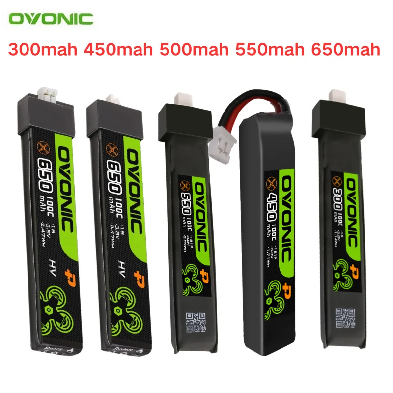 5 Stück OVONIC 100C 300mAh/450mAh/500mAh/550mAh/650mAh 3,8V Lipo-Akku für RC-Helikopter, Quadcopter, FPV-Renndrohnen-Teile