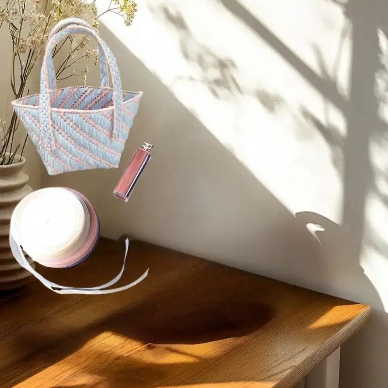 編み物＆かぎ針編みアクセサリーDIYクラフトキット：メッシュプラスチックキャンバスシート＆リボンセット