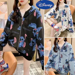 Disney Stitch Oberbekleidung Cartoon Paar Dünn schnitt Reiß verschluss Hoodie Herbst Winter Mode Harajuku Sweat Shirt lässig lose Hoodie