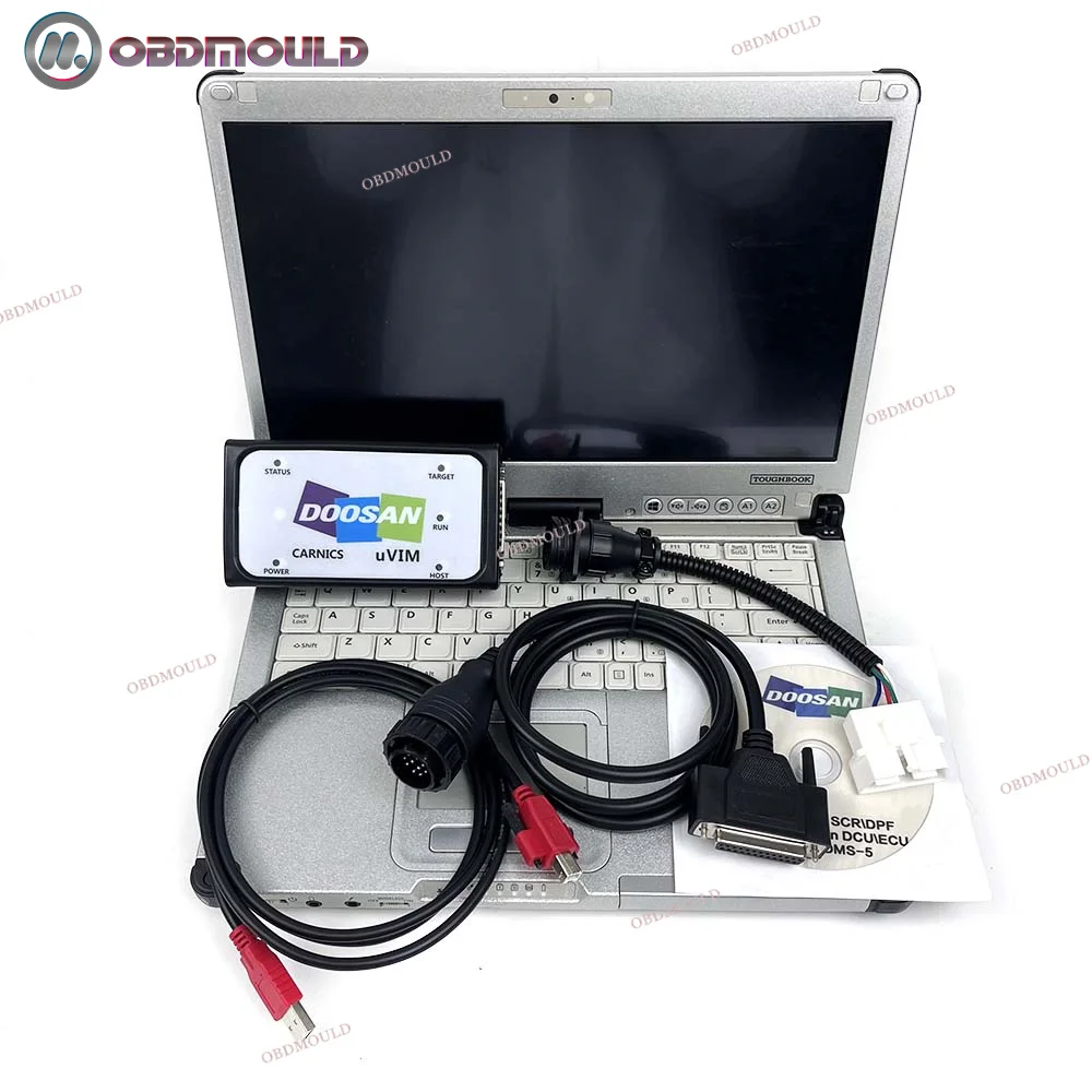 for Doosan UVM DMS-5 Excavator Forklift Engine Fault Detection DDT CARNICS SCR DPF DCUECUG2 Diagnostic Tool+CF C2 Laptop - view 2