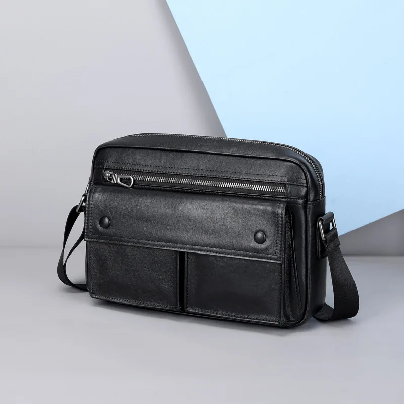

Men New Retro Crossbody Bag Durable Genuine Leather Large Capacity Fashion Niche Male High-end Messenger Bag Single Shoulder Bag