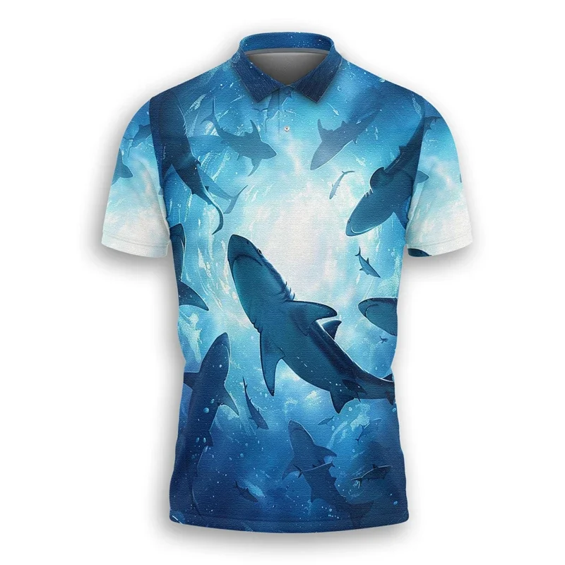 3D Shark Printed Hawaii Shirt For Men Starfish Sea Turtle Shirt Casual Unisex Clothing Summer Quick Dry Short Sleeve Women Shirt