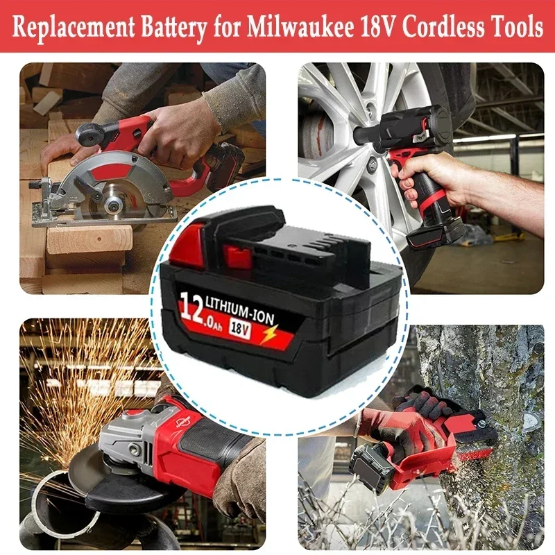 for Milwaukee 18V 12.0Ah Replacement M18 XC Lithium Battery 48-11-1860 48-11-1850 48-11-1840 48-11-1820 Power Tool Battery