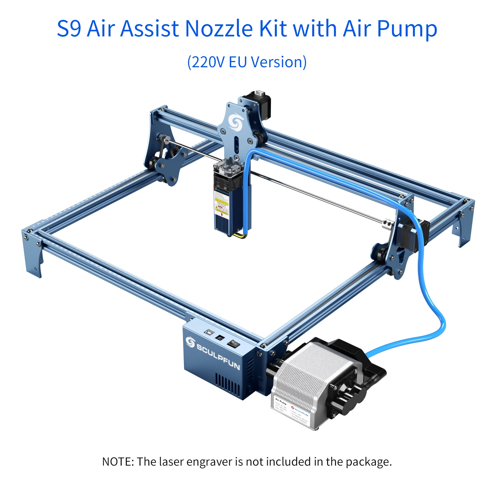 Imagem -02 - Sculpfun Air Assist Nozzle Kit Bomba de ar Alta Velocidade Estrutura Metálica Completa eu Versão Eua 30ml 220v 100v s9