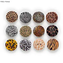 50 pezzi misti rotondi con stampa leopardata tema bottoni in legno lavoro manuale cucito scrapbooking abbigliamento accessori artigianali carta regalo 15-25mm