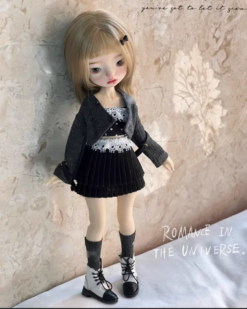 3pcs lady Blythe/Landoudou Cardigan+dot strapless+double-layer black lace skirt+1/6 30cm(Fit for azone,Pullip,Ob22/24/26, Licca)