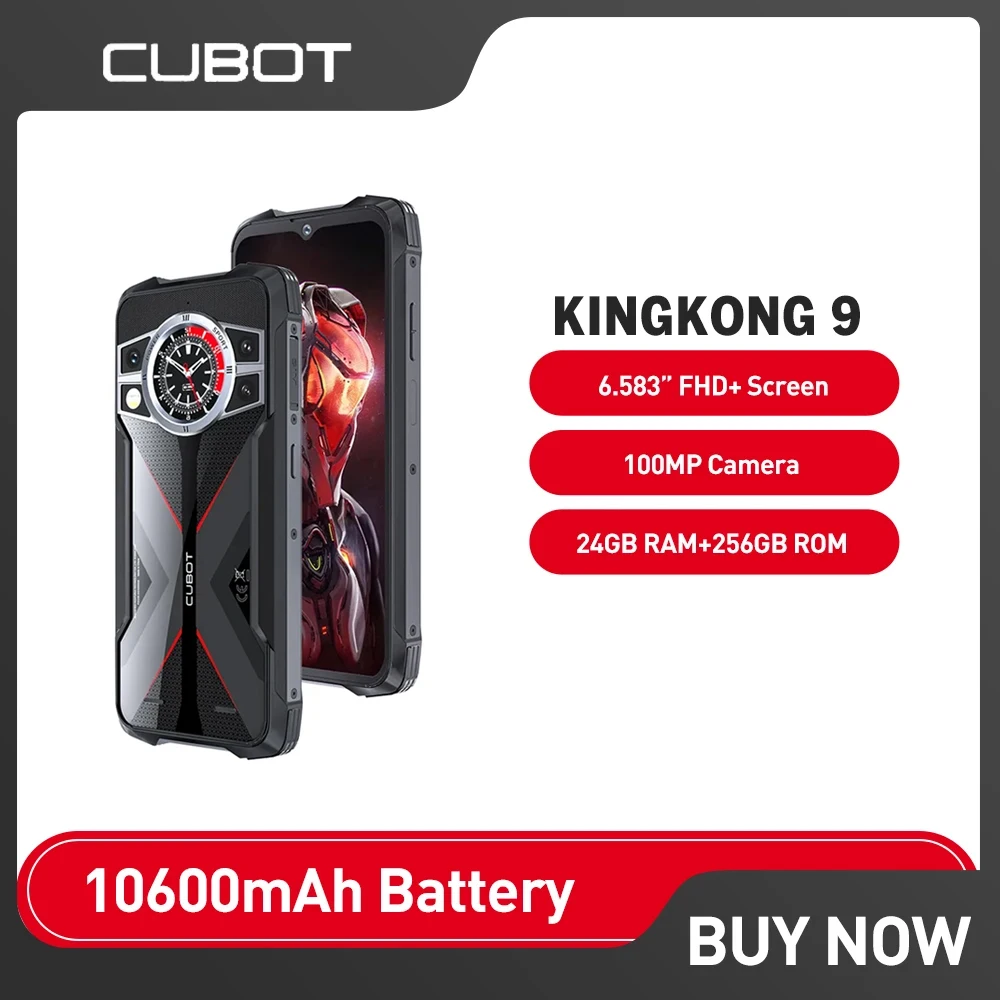 Cubot KingKong 9 Rugged Smartphone Android 13 10600mAh Battery 6.583 Inch  FHD+ 24GB RAM+256GB ROM 100MP NFC Cell Phone On Sale