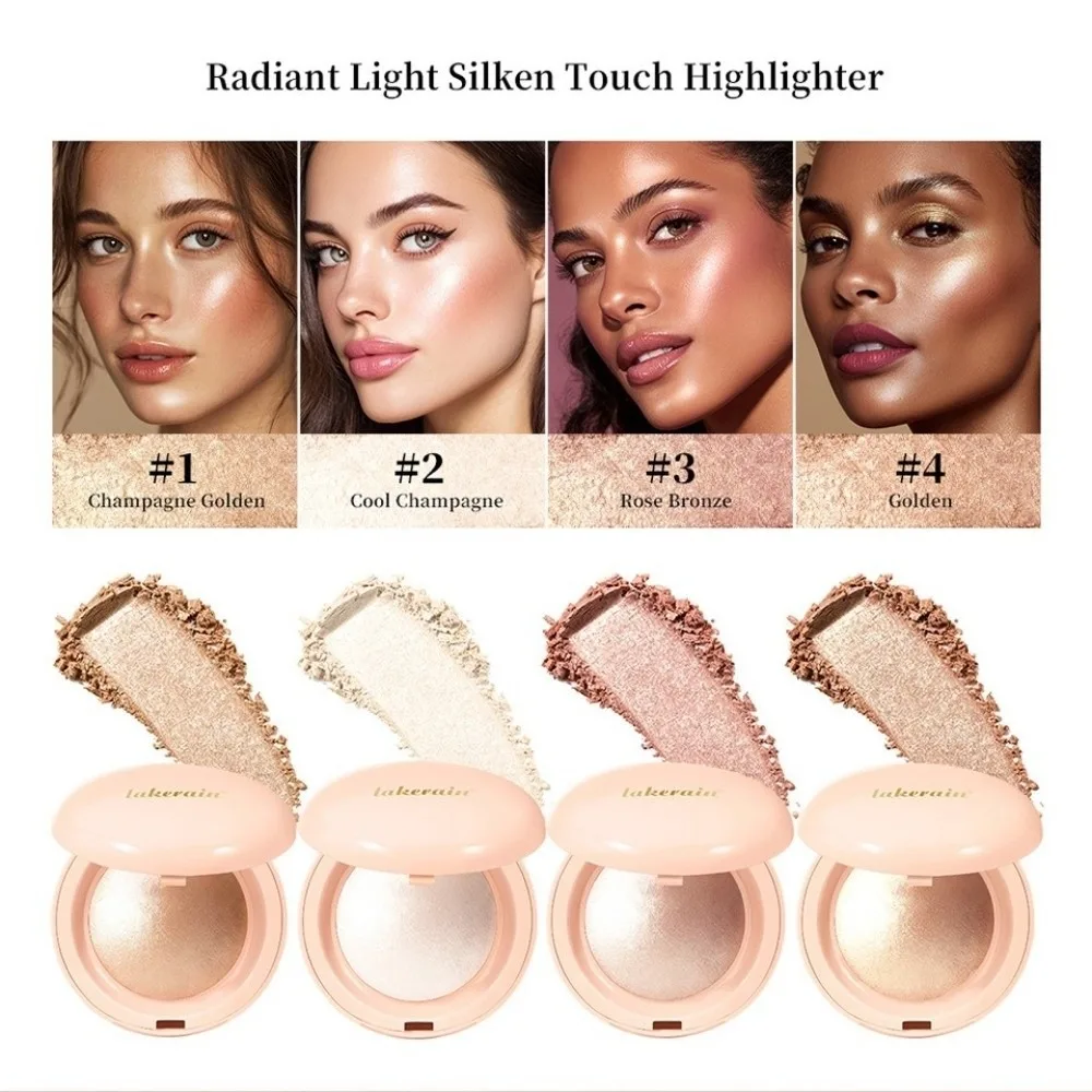 Iluminador Facial en Polvo de Larga Duración con Brillo, Paleta de Contorno para un Acabado Sedoso Instantáneo, Resistente al Agua y con Brillo Cintilante