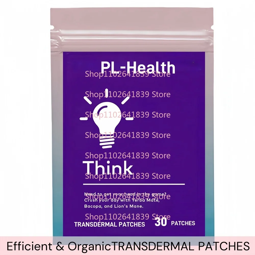 30 Patches Think Transdermal Patches Natural Patch with Yerba Mate, Bacop, Lion's Mane, Focus Patches, Sustained Release