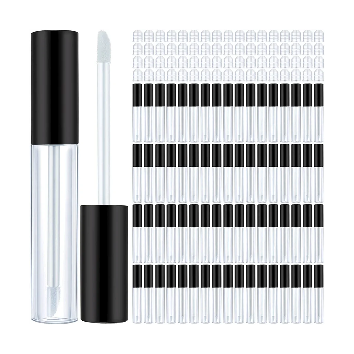 100 قطعة 10 مللي أنابيب ملمع الشفاه الفارغة واضحة صغيرة قابلة لإعادة الملء بلسم الشفاه لمعان الحاويات زجاجات بلاستيكية حاويات ملمع الشفاه