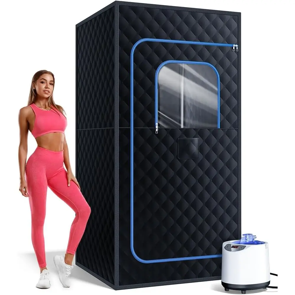 

pikulLA Portable Sauna or Home, Personal Portable Steam Sauna Tent with 1200W 3L Steamer Heater, 15 Levels, Remote Control, olda