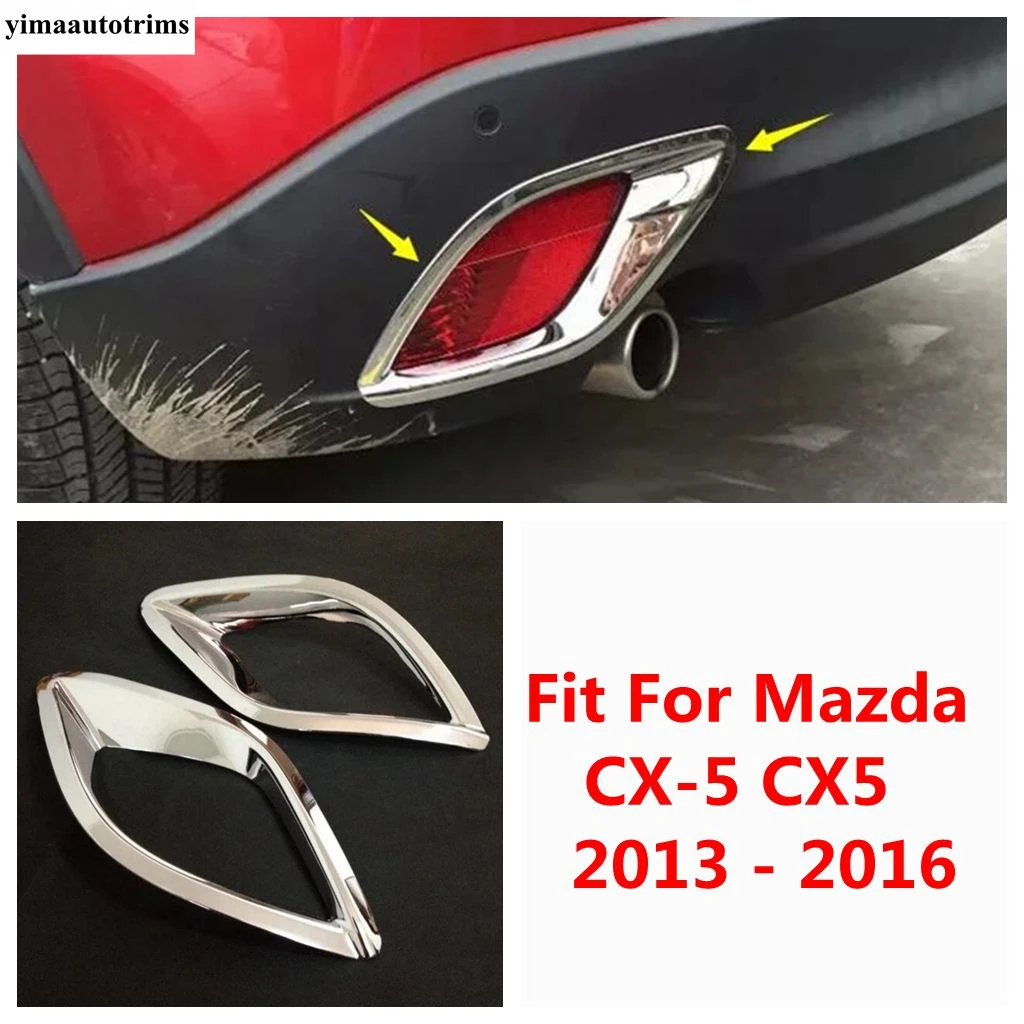 

Rear Bumper Fog Lamps Lights Frame Decoration Cover Trim For Mazda CX5 CX-5 2013 2014 2015 2016 ABS Chrome Accessories Exterior