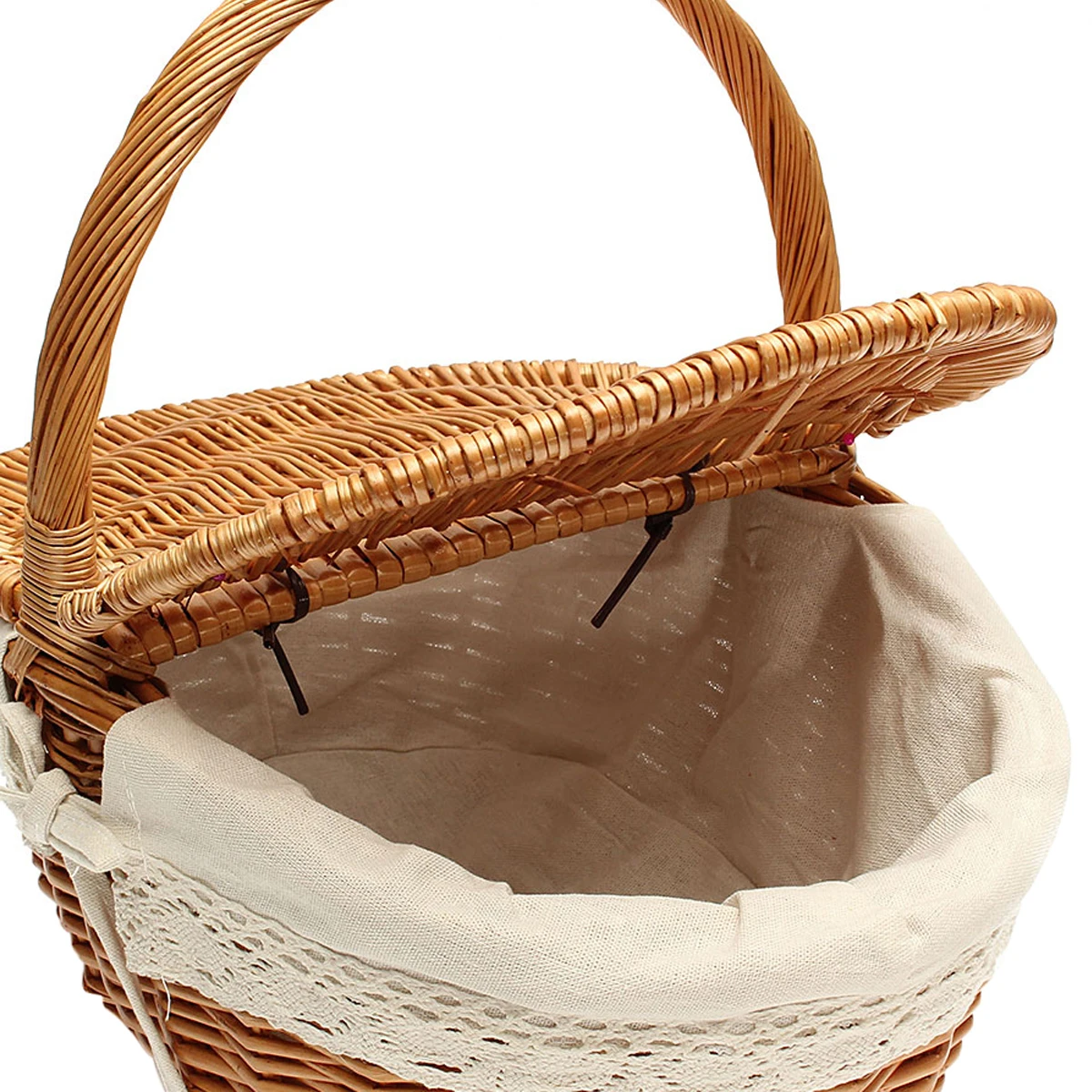 

Wicker Basket Storage Strong Organizer Liner Removable For Shopping Picnic Rattan Hamper Willow Storage Box