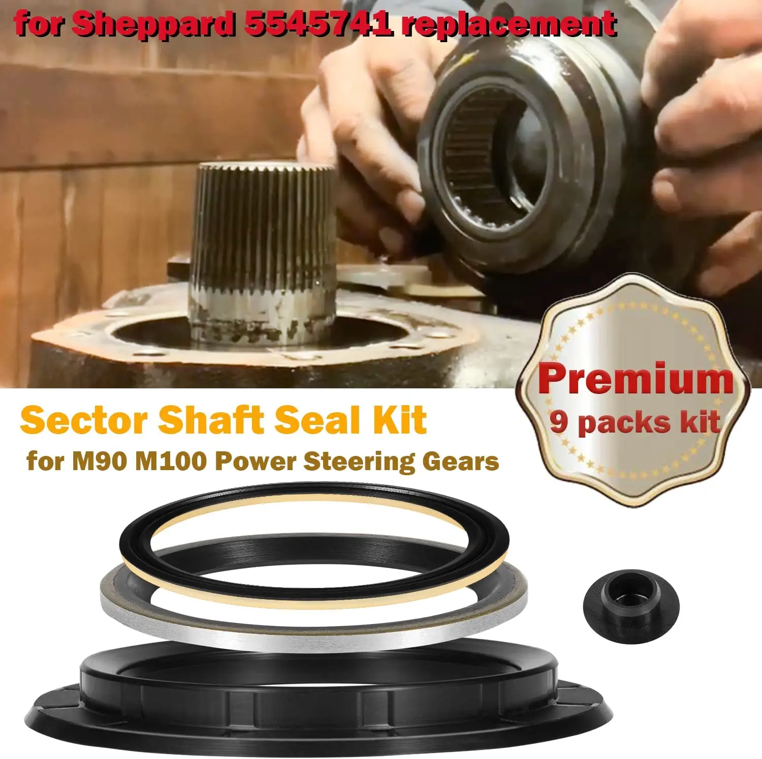 TENG MILE 9pcs/set Replace for Sheppard M100 M90 Power Steering Gear, Sector Shaft Seal Kit, 5545741/5544881