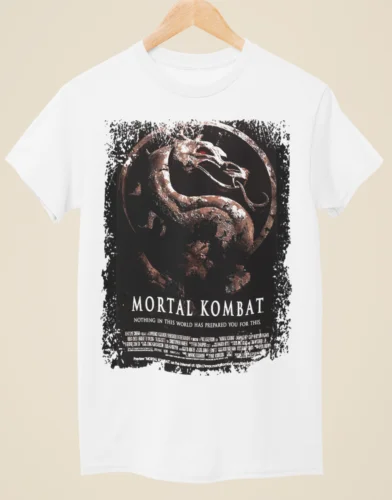 

Белая футболка унисекс с постером из фильма Mortal Kombat