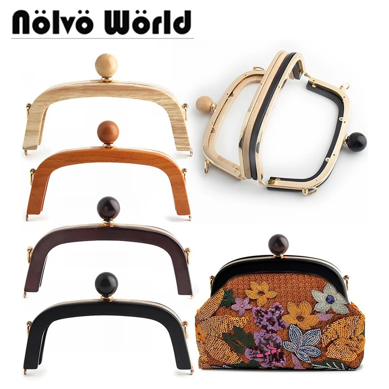 1/2/5 Stück 8 Farben Holz Taschengriff Geldbörsenrahmen Holzkopfgriffe für Handtaschenverschluss Klammern Kussverschluss DIY Taschen Zubehör
