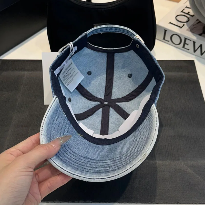 Berretto da baseball in denim di moda per donna uomo visiera parasole esterna regolabile in tinta unita cappello punk hip hop papà camionista coda di cavallo