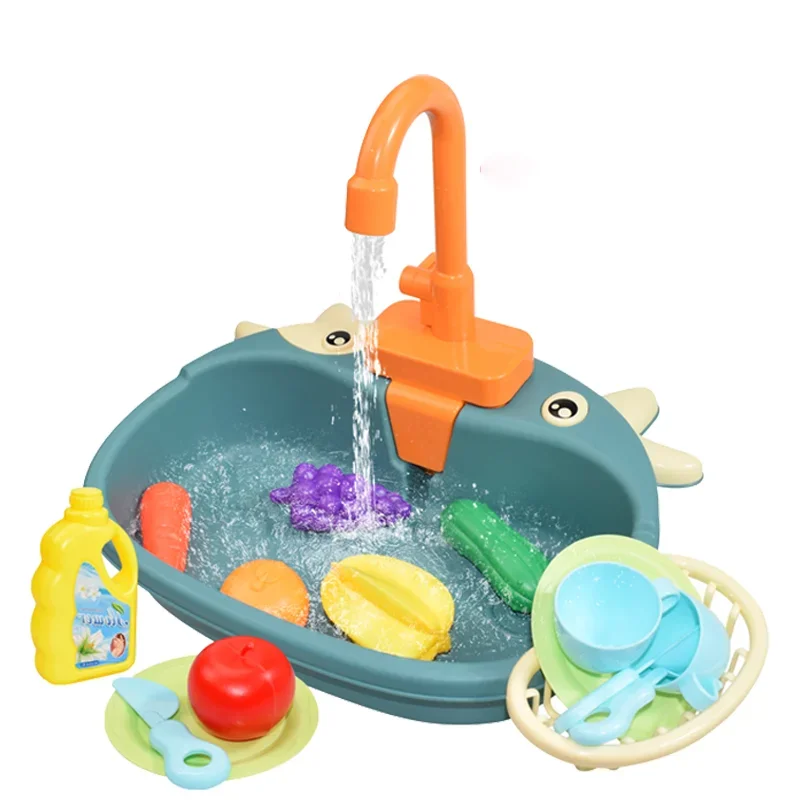 Brinquedos para pia de cozinha para crianças, Máquina de lavar louça elétrica, Mini comida fingir brincar, House Toy para crianças, Simulação para meninas, Role Play