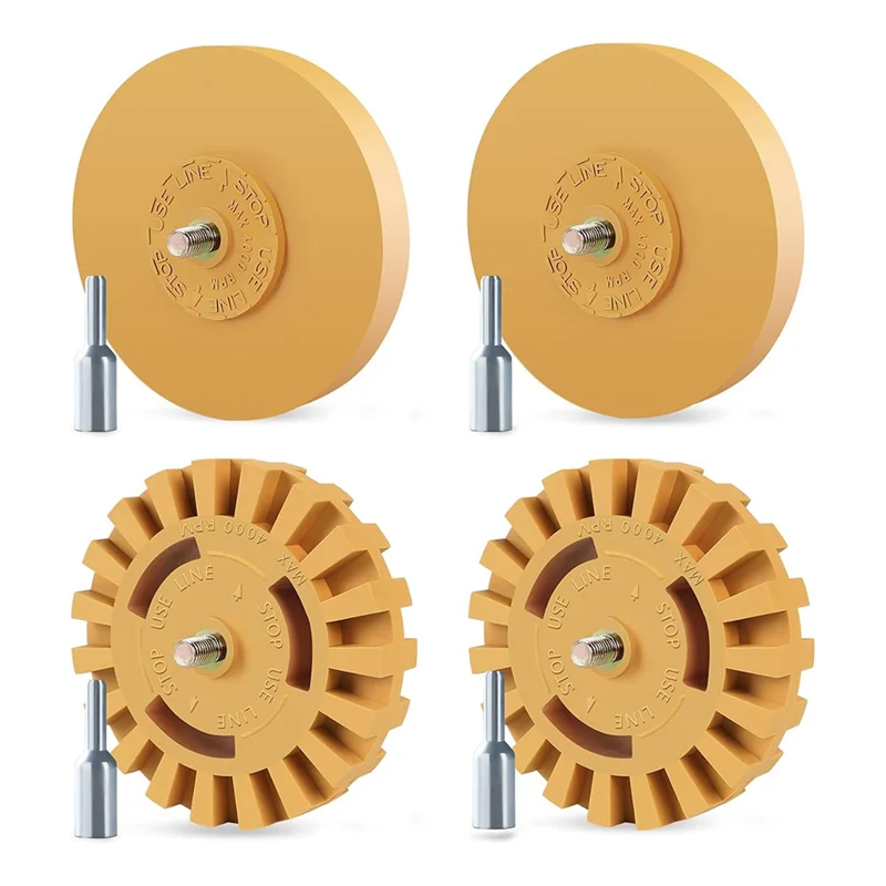 

A95I-автомобильный ластик для краски, средство для удаления наклеек на колесах, 4 упаковки, 4-дюймовое клейкое резиновое колесо с адаптером для дрели