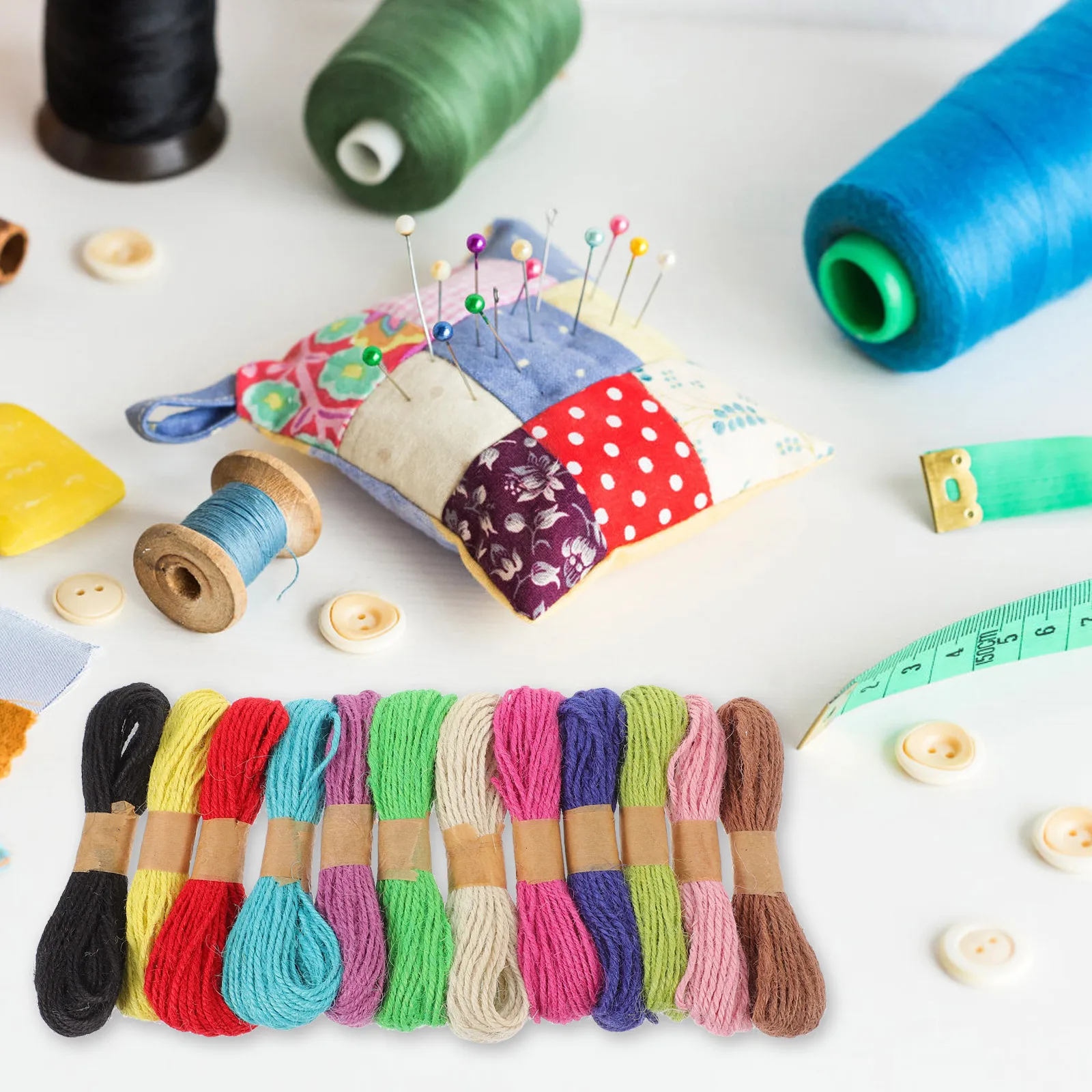 

12 Bundles Cotton Cord Tightly Woven for DIY Necklace Bracelet Jewelry Making 10m 1mm Colorful Hemp Rope Cotton Cord