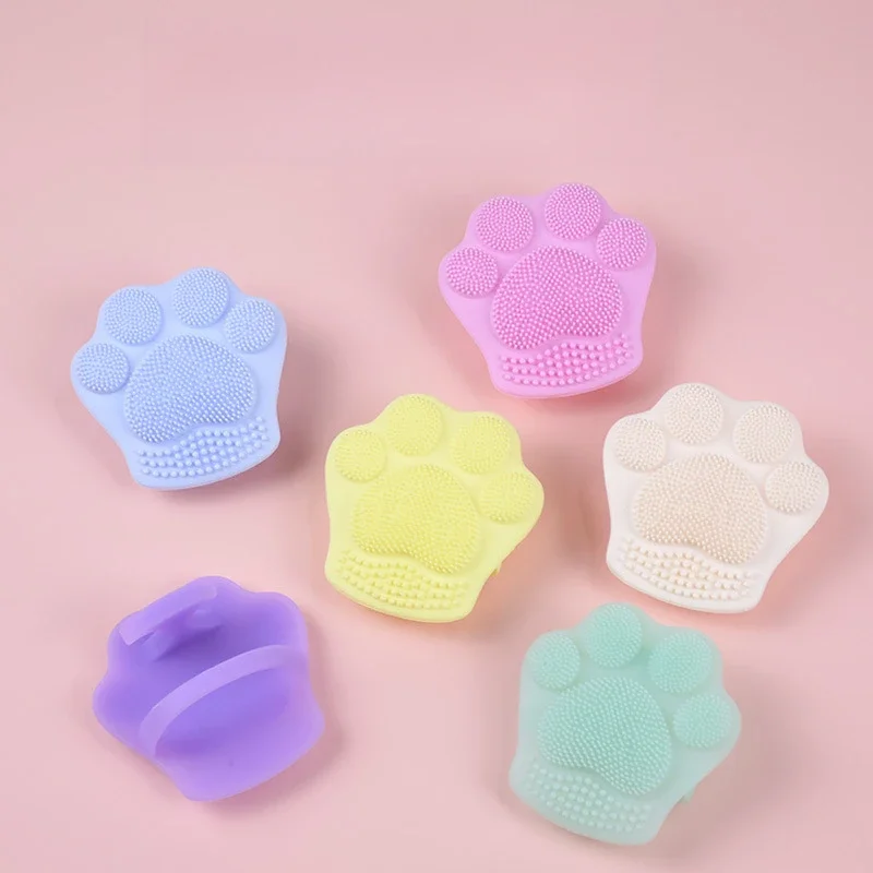 1PC Cat Paw Soft Silicone Facial Brush for Exfoliating Blackheads Deep Cleaning Portable Baby Silicone Hair Brush Makeup Beauty