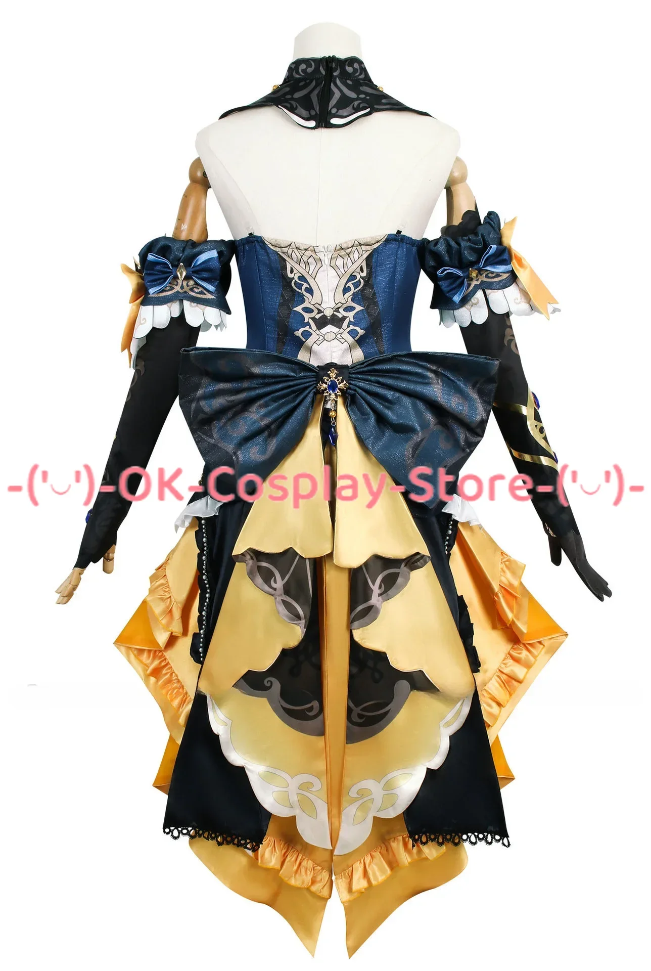 Disfraz de Cosplay de Navia Genshin Impact para niñas, vestido, peluca, Fontaine, Di Rosula Spina, sombrero, guantes, Clips para las orejas, uniforme, en STOCK