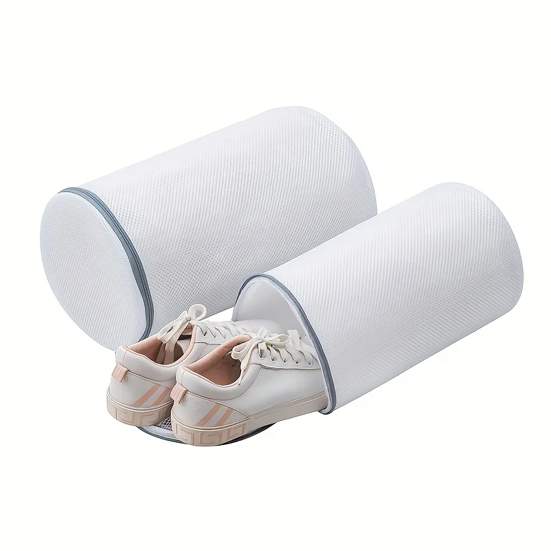 Sac de lavage de chaussures 2 pièces, sac à linge multifonctionnel en maille pour baskets, chaussures de course, chaussettes et soutiens-gorge avec fermeture éclair, sac à linge domestique