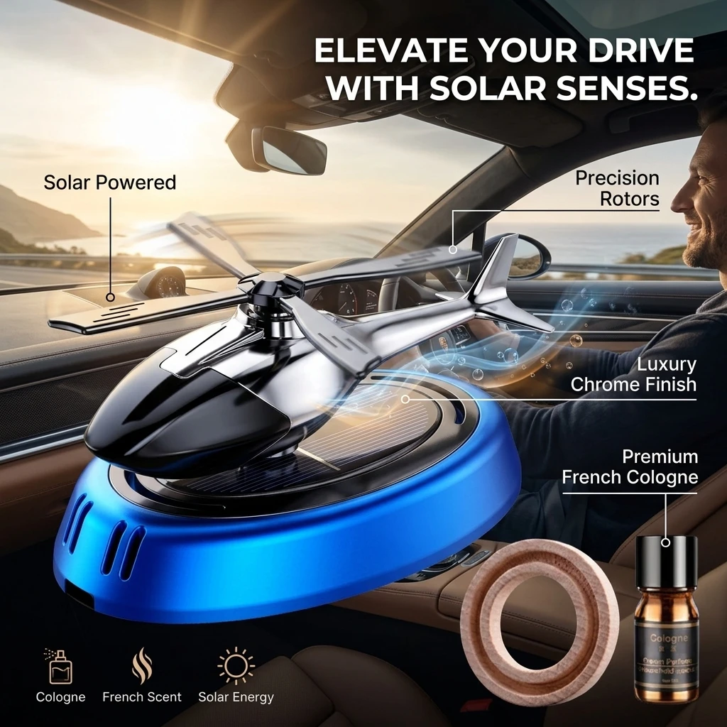 Solar-Auto-Lufterfrischer Parfüm-Helikopter Deko Innenausstattung Solar-Auto Rotierender Aromatherapie-Parfüm-Helikopter Styling Solar