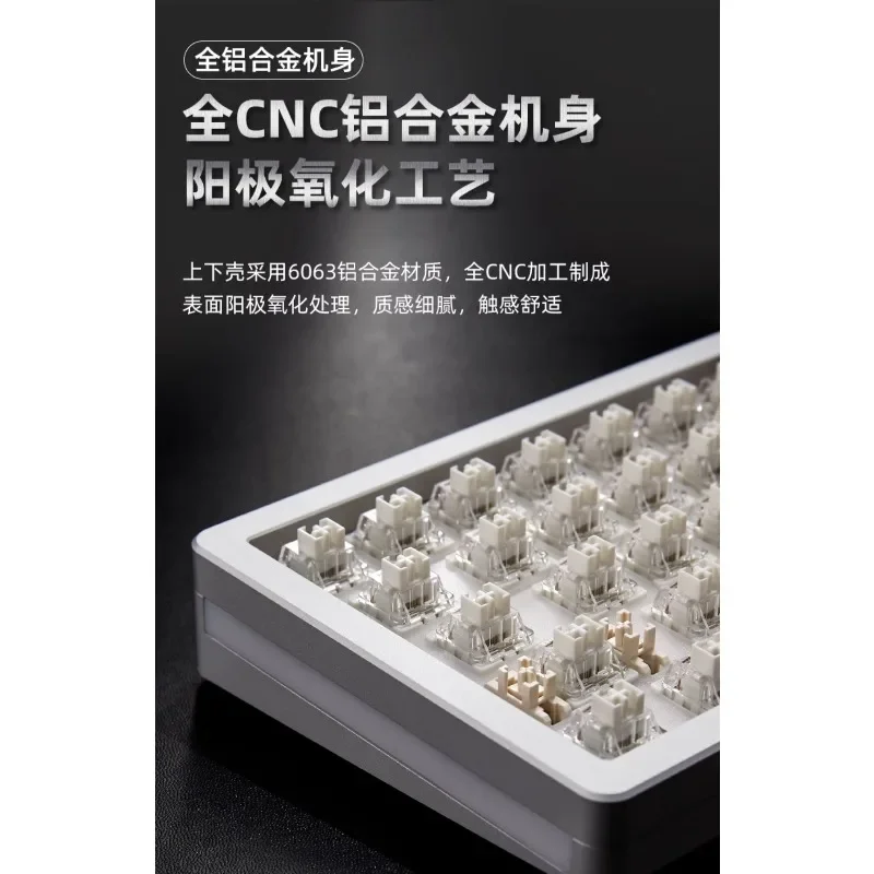 AL66 Mechanical Keyboard Aluminum Alloy Hot Swap Gasket Mount RGB Backlit 3 Modes Programmable Multifunction KnobGoods in stock