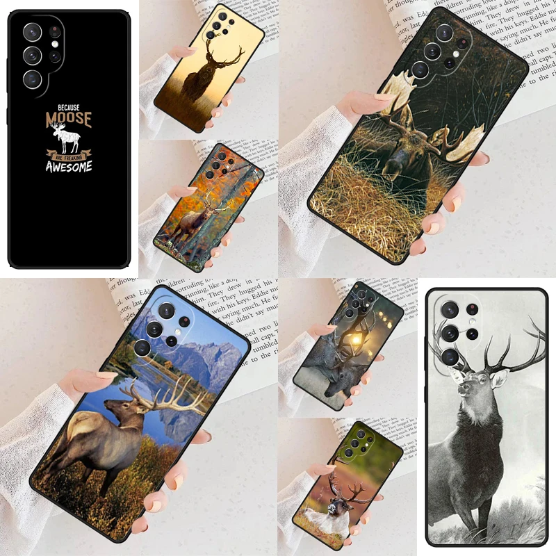 Beautiful Nature Wild Reindeer Moose Stag Phone Case For Samsung Galaxy S24 S23 S22 S21 Ultra Note 10 Pro S20 Plus FE S9 Cover