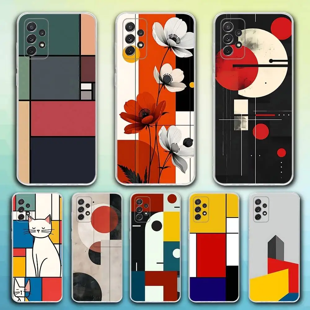 

P-Piet Pattern M-Mondrian Phone Case For Samsung S30,23,21,22,20, FE lite,S10,9,8,7 PIus Note20ultra Soft Transparent