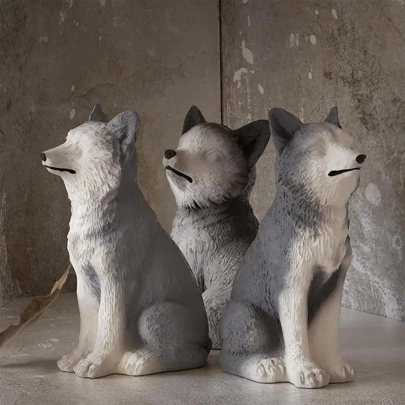 Candle Molds Silicone Wolf Sitting Wolf Design Chocolate Candy Silicone Mold Easy To Demold Decorative Adorable Wax Melt Molds