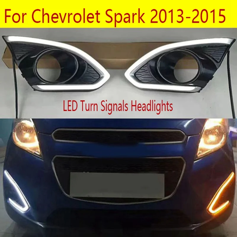 

Front Fog Lights 12V Daytime Running Lights For Chevrolet Spark 2013-2015 Accessories LED Turn Signals Headlights