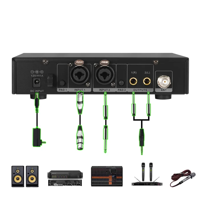 590-599 MHz Stereo IEM UHF Stage DJ Wireless In Ear Monitor System Überwachung mit In-Ear-Kopfhörer Wireless für Stage Studio Sound