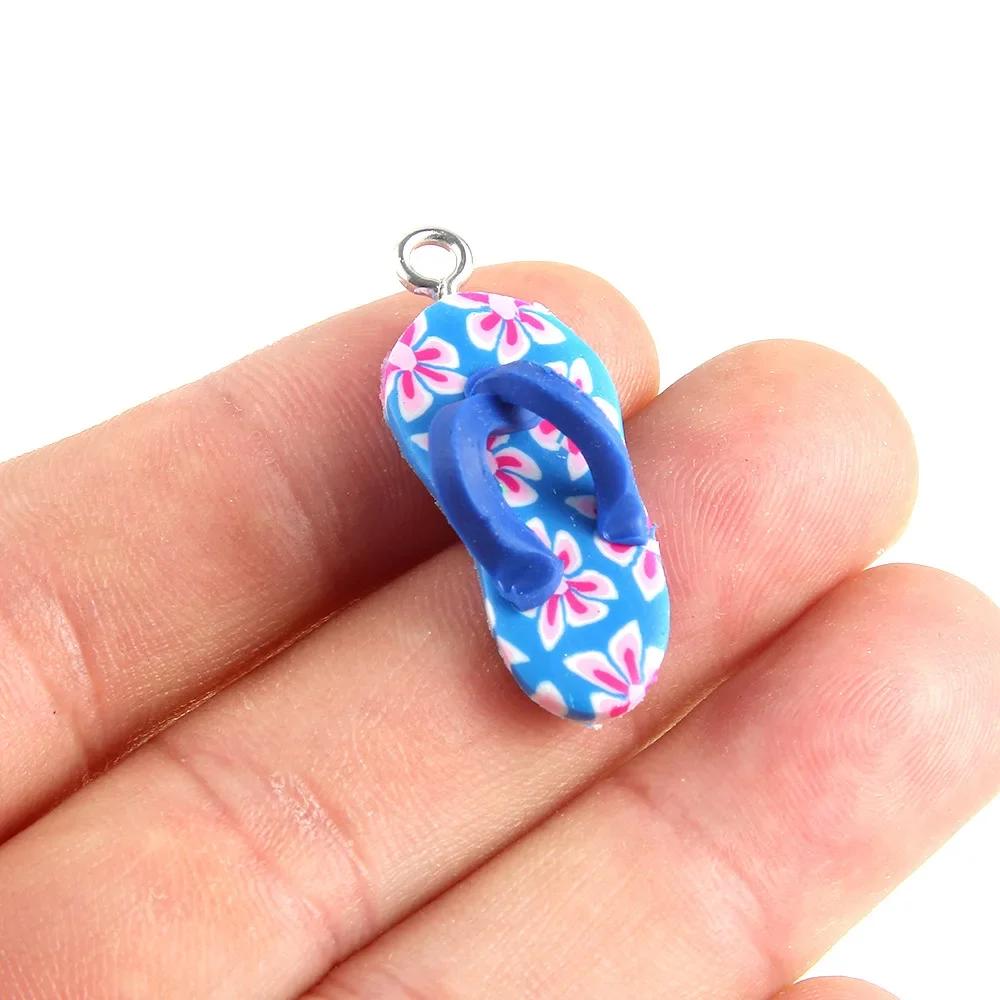 20pcs Soft Polymer Clay  10mm Small Pendant Flower Flip Flop Shape for Lovely Jewelry Make DIY Necklace Earrings Accessories