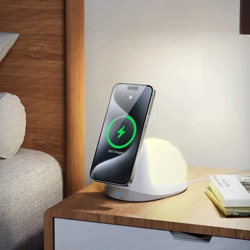 Aliexpress 2 In 1 Magnetic Wireless Charger Desktop Phone Snail Charge Night Light For Magsafe iPhone 17 16 15 14 13 Pro Max Fast Charging - Aliexpress Deal