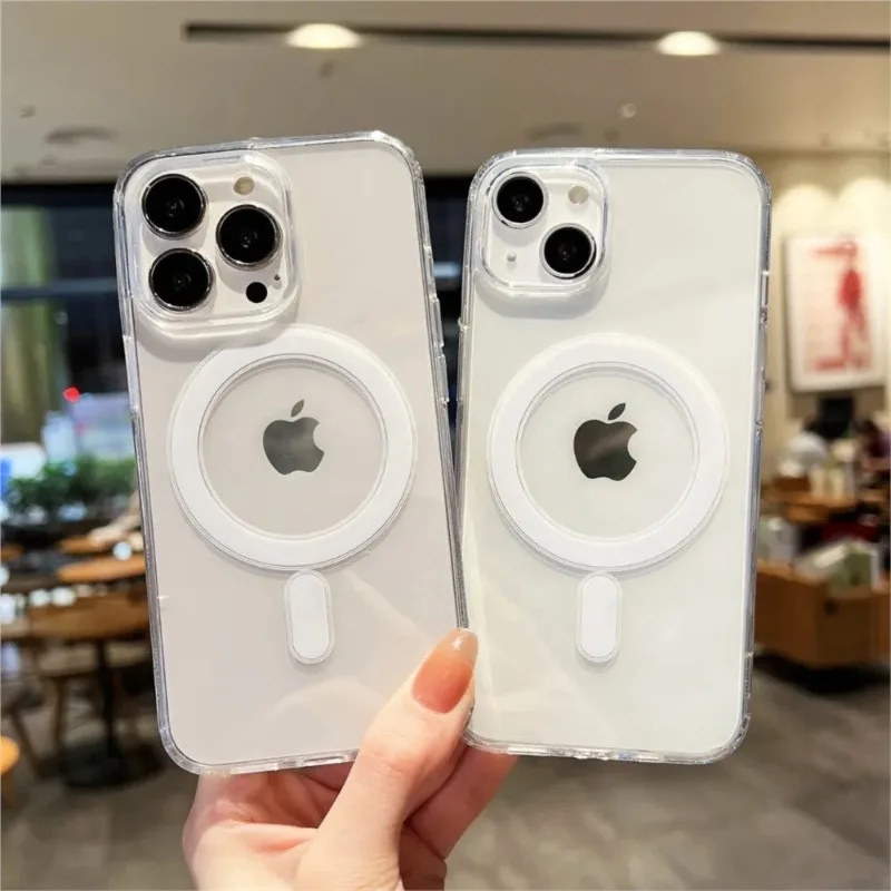 Funda magnética transparente original para iPhone 17 16 15 14 Plus 13 12 mini 11 Pro Max 16E 17E, para Magsafe 2