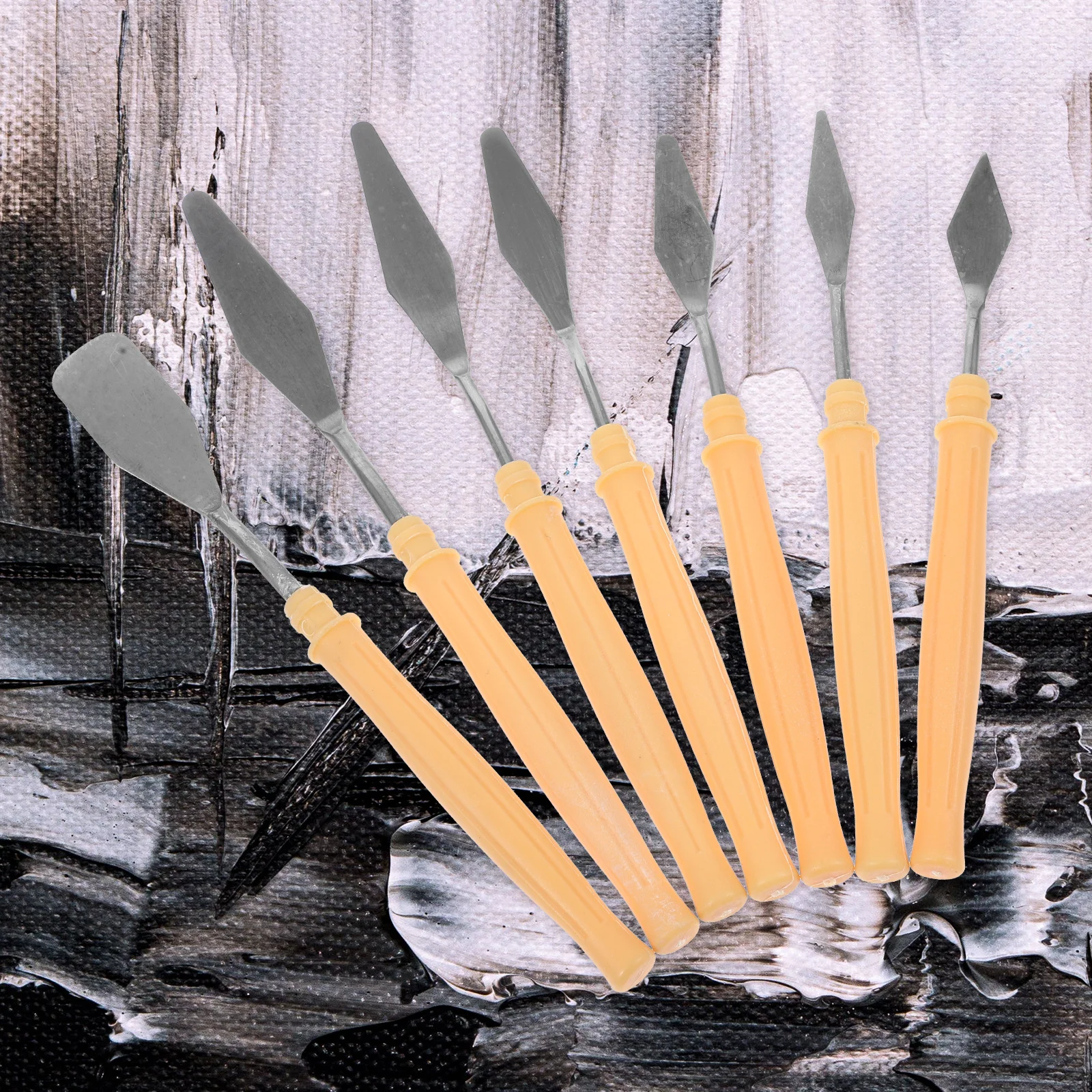 

7Pcs Painting Scrapers Set Plastic Handle Lightweight Art Mixing Tools for Oil Canvas Pigment Wall Painting Supplies